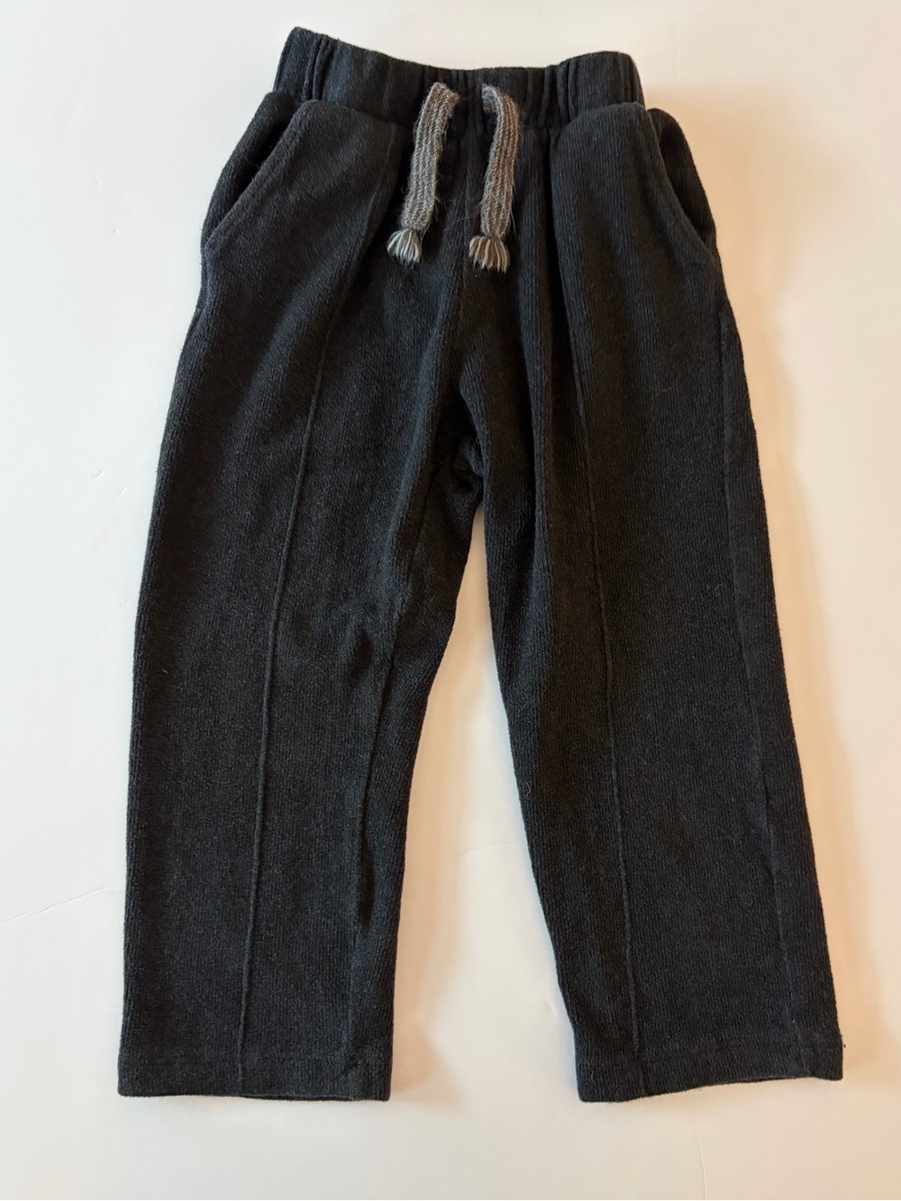 Zara Kids Black Knit Jogger Pants with Gray Drawstring